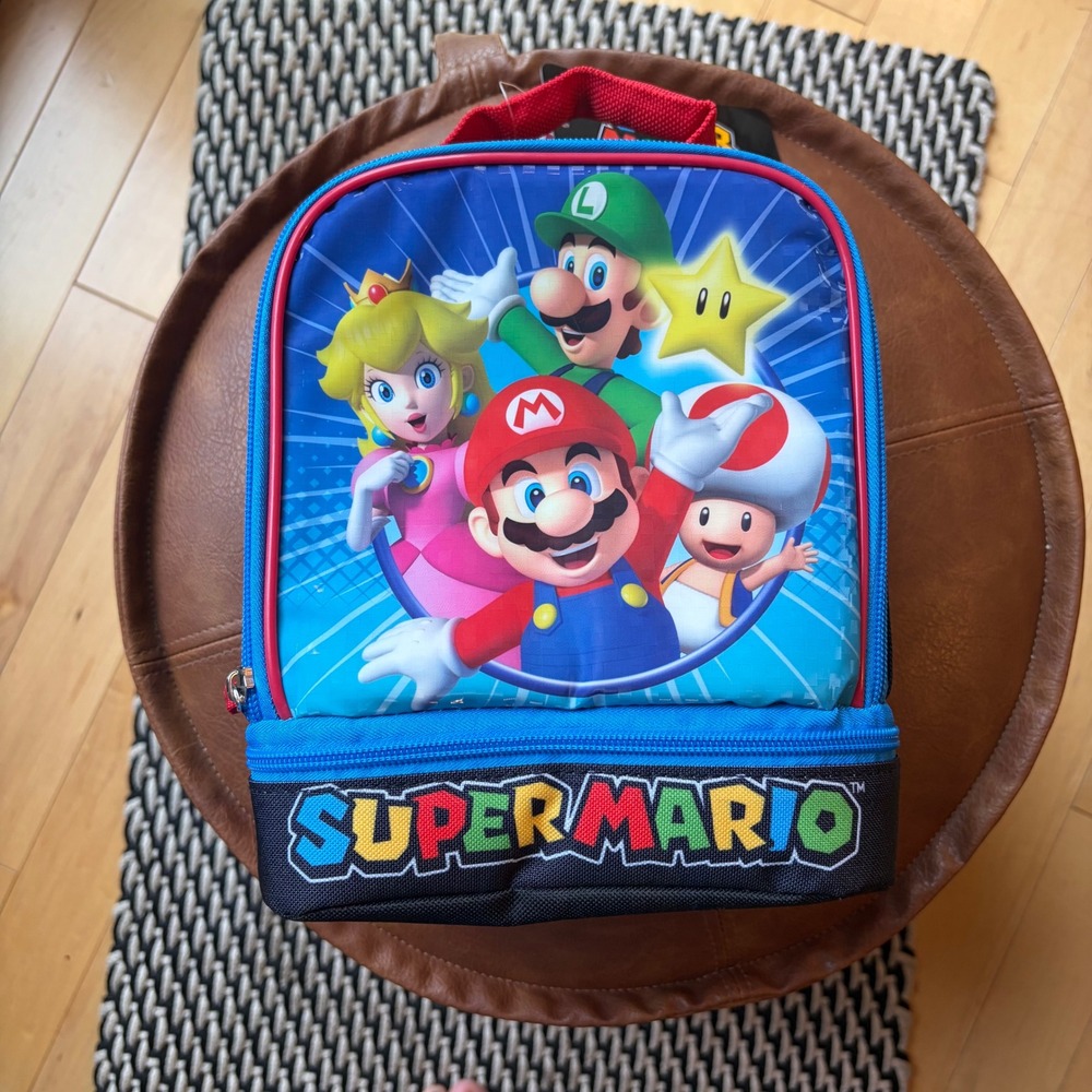 Super Mario Bros Insulated Dual Compartment Lunch Box Bioworld Nintendo NWT